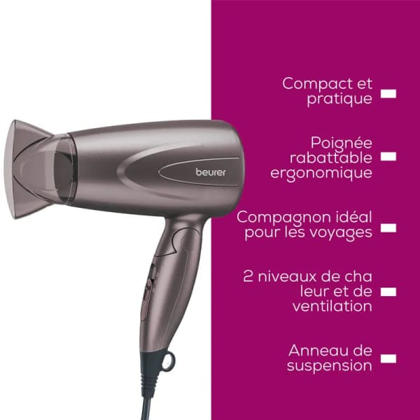 Sèche cheveux compact pliable BEURER (HC17) 1300W Sèche cheveux compact pliable BEURER (HC17) 1300W
